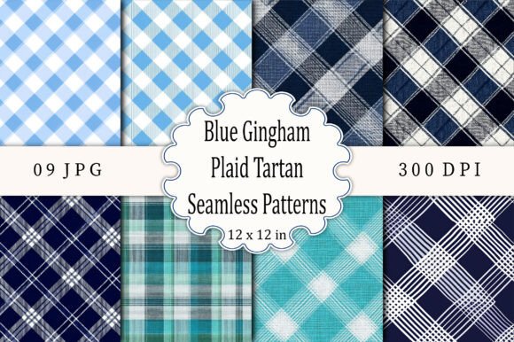 Blue Gingham Plaid Tartan Patterns