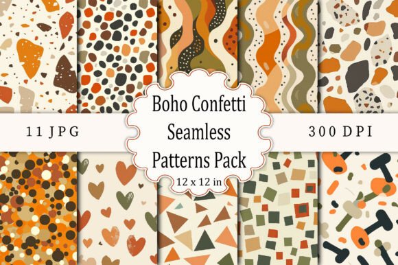 Boho Confetti Seamless Patterns Pack