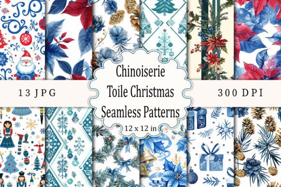 Chinoiserie Toile Christmas Patterns