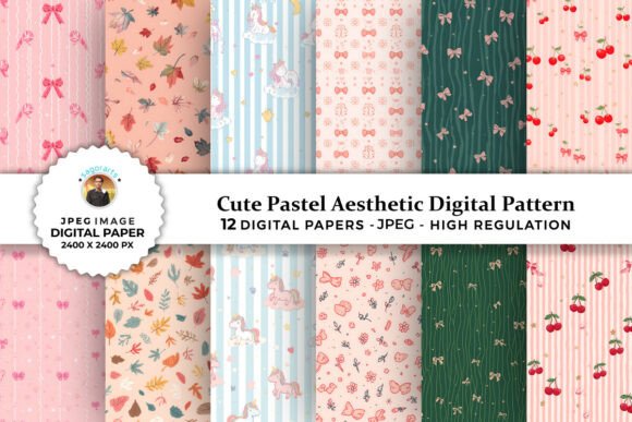 Cute Pastel Aesthetic Digital Patterns