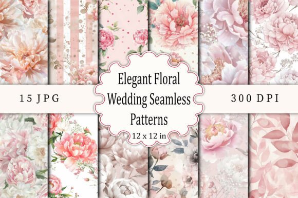 Elegant Floral Wedding Seamless Patterns