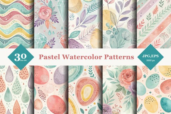 Elevate Your Creative Projects with Pastel Watercolor Seamless Patterns 04