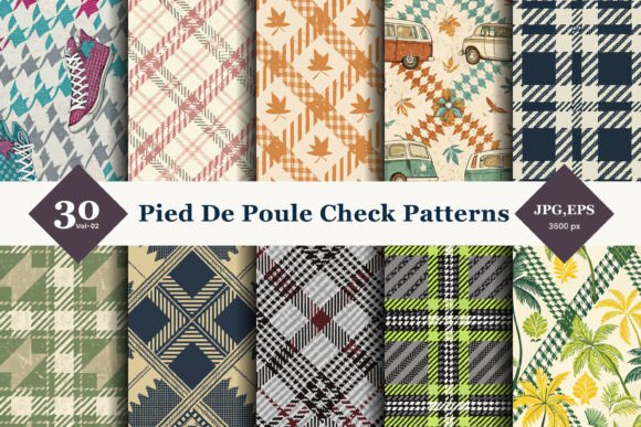 Elevating Design Projects with Pied De Poule Check Seamless Patterns 02