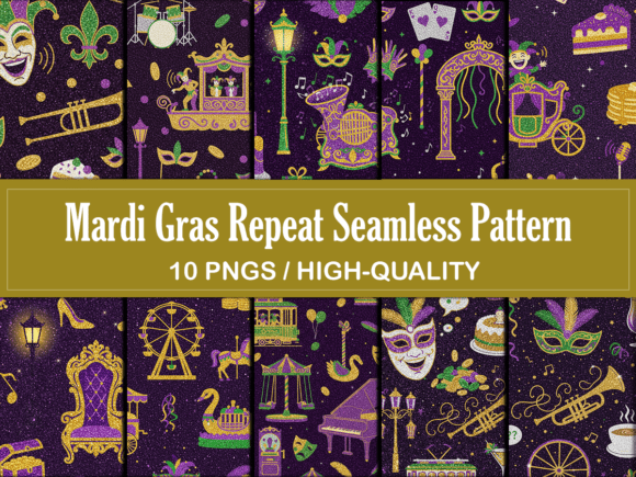 Evaluating the 10 Repeat Mardi Gras Seamless Patterns Pack for Creative Projects