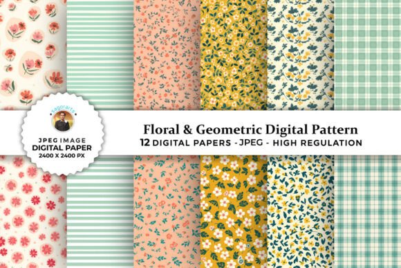 Floral Geometric Digital Patterns