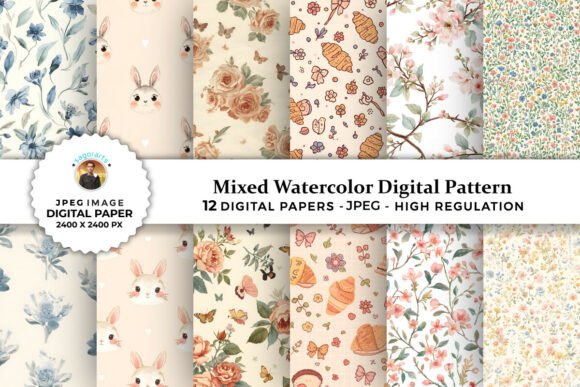 Mixed Watercolor Digital Patterns