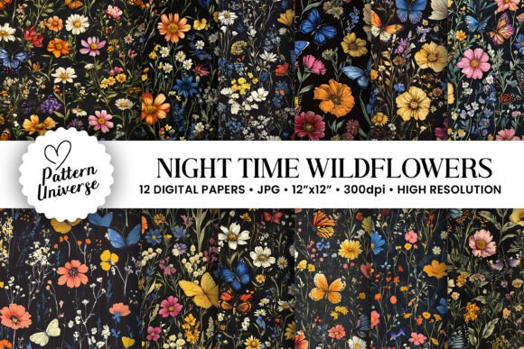 Night Time Wildflowers Garden Patterns