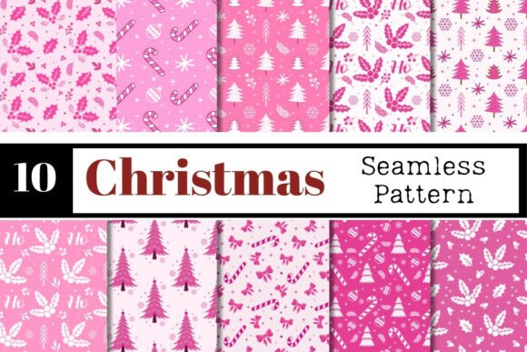 Pink Christmas Seamless Patterns Pack