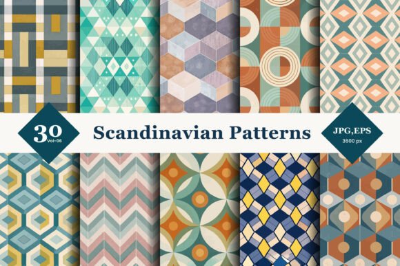 Scandinavian Geometric Seamless Patterns 06