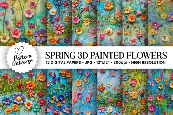 Spring 3D Painted Flowers Patterns