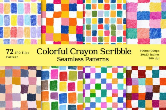 Transforming Creative Projects with 72 Colorful Crayon Scribble Patterns