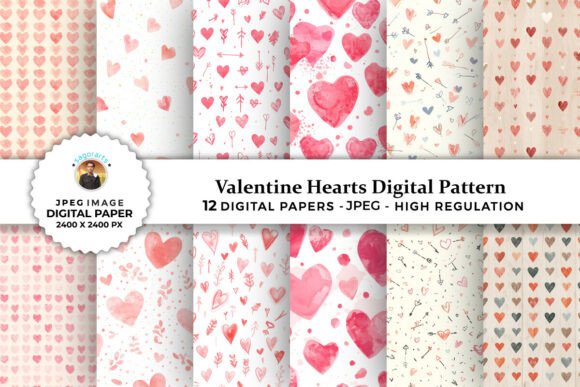 Valentine Hearts Digital Patterns