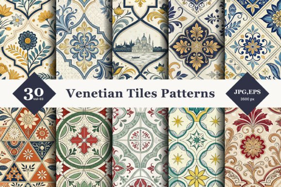Venetian Tiles Seamless Patterns 03