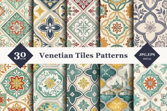 Venetian Tiles Seamless Patterns 05