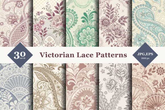 Victorian Lace Seamless Patterns 01