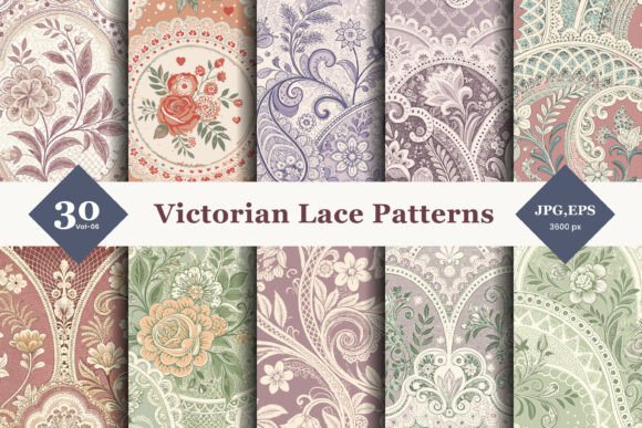 Victorian Lace Seamless Patterns 06