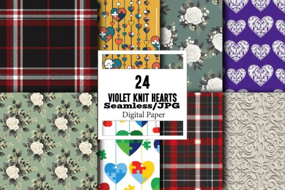 Violet Knit Hearts Patterns: A Versatile Resource for Creative and Commercial Projects