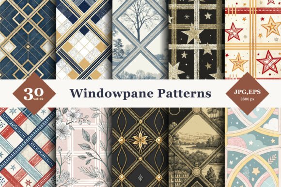 Windowpane Seamless Patterns 02: Elevating Everyday Design with Timeless Elegance