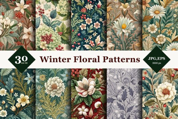 Winter Floral Seamless Patterns 02: A Comprehensive Guide to Seasonal Design Assets