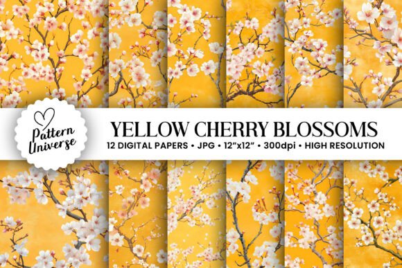 Yellow Cherry Blossoms Floral Patterns